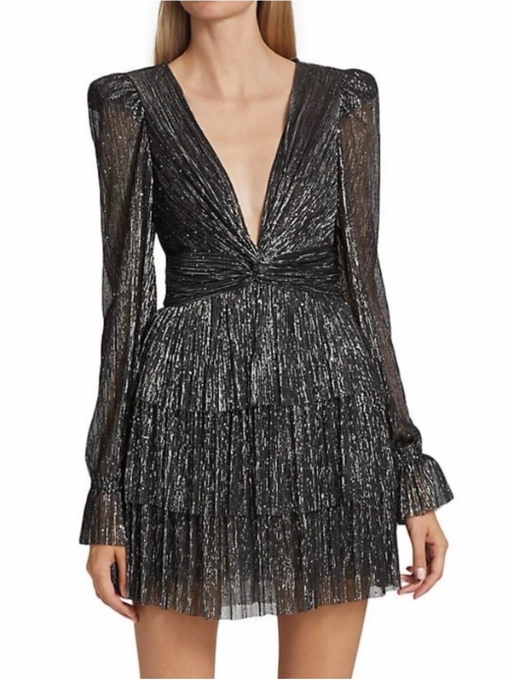 Sabina Musáyev Felicie sequined tiered mini dress Size XS black